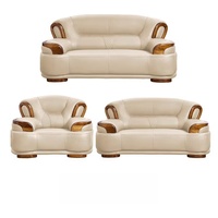 Sofá de Cuero Ujinwood al por Mayor, Combinación de Madera Maciza, Tamaño para Apartamento, Sala de Estar de Lujo, Muebles de Sofá de Lujo Ligero