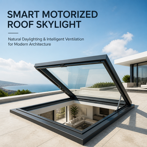 Puits <span class=keywords><strong>de</strong></span> lumière coulissant motorisé en aluminium avec panneau <span class=keywords><strong>de</strong></span> toit vitré pour villas contemporaines et salons - Product Image 6