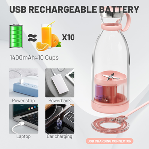 Licuadora Portátil Eléctrica de Frutas de 380 ml, Acero Inoxidable, Carga USB, para Uso en Hoteles, Vaso para Jugos de Limón y Naranja, Batidos - Product Image 4