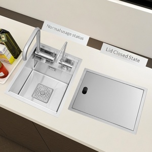 Lavello da Bar Moderno e Semplice per Appartamento, in Acciaio Inox SUS304, Piccolo Lavello Singolo Invisibile per <span class=keywords><strong>Isola</strong></span>, con Copertura Spessa Nascosta - Product Image 4