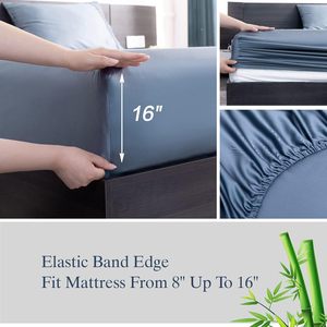 Juego de sábanas de bambú refrescantes de lujo de 4 Uds., juego de sábanas/funda nórdica, juego de cama con funda de almohada - Product Image 4
