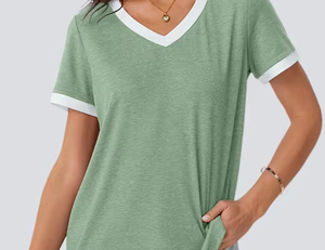 Camisetas de manga corta para mujer, camisetas de verano, Túnica suave informal, cuello en V, ropa básica de entrenamiento, trajes de Moda de Primavera 2025 - Product Image 1