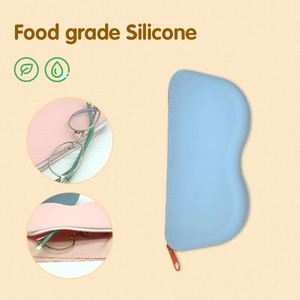 Sacs et étuis pour lunettes de soleil en silicone portables, résistants à l'eau et écologiques, style simple avec fermeture éclair - Product Image 5