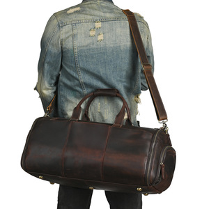 Laulisdon Genuine Leather Duffel <b>Bag</b> Large Capacity <b>Multi</b> <b>Compartment</b> Crossbody Travel <b>Bag</b> For Men - Product Image 2