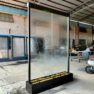 Glass Rectangle <b>Plant</b> Stand with LED Display Screen for Indoor/Outdoor Water Fountain Modern Design - Product Image 1