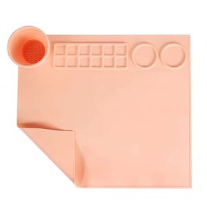 แผ่นทำความสะอาดแปรงทาสีแบบพับได้ ขนาด 16.5x14.6 นิ้ว สำหรับเด็ก  แผ่นรองวาดภาพ  แผ่นรองศิลปะซิลิโคน พร้อมถ้วย - Product Image 2