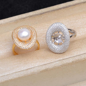 แหวนเงินแท้ S925 สำหรับผู้หญิง อุปกรณ์ DIY สไตล์หรูหราเบาๆ ไข่มุกเม็ดเดี่ยวขนาด 11-12 มม. บนฐานเปล่า รุ่น A6031 - Product Image 4