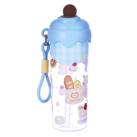 Gobelet à glace en plastique nouveau design, grande capacité, portable, avec poignée, bouteille pour enfants, mignon, avec paille, sans BPA, vente en gros