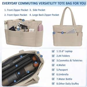 Sac fourre-tout matelassé léger pour femme avec tissu ultra doux et agréable pour la peau, idéal pour ranger les essentiels quotidiens, le travail et les sorties du week-end - Product Image 4