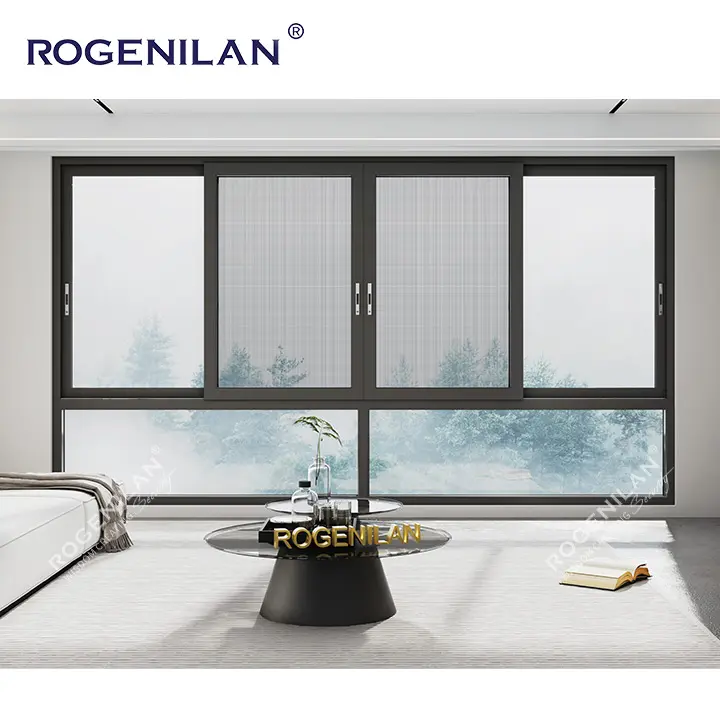 ROGENILAN chinesischer Hersteller kundenspezifisches Aluminium-Schiebefenster mit Doppelglas Hurrikan-Einschlag Aluminium-Schiebefenster
