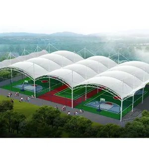 Fabriek Maatwerk Ptfe Pvdf Stalen Structuur Trekmembraan Structuur Voor Padle Tennis/Voetbal/Basketbal Veld Dak Tent