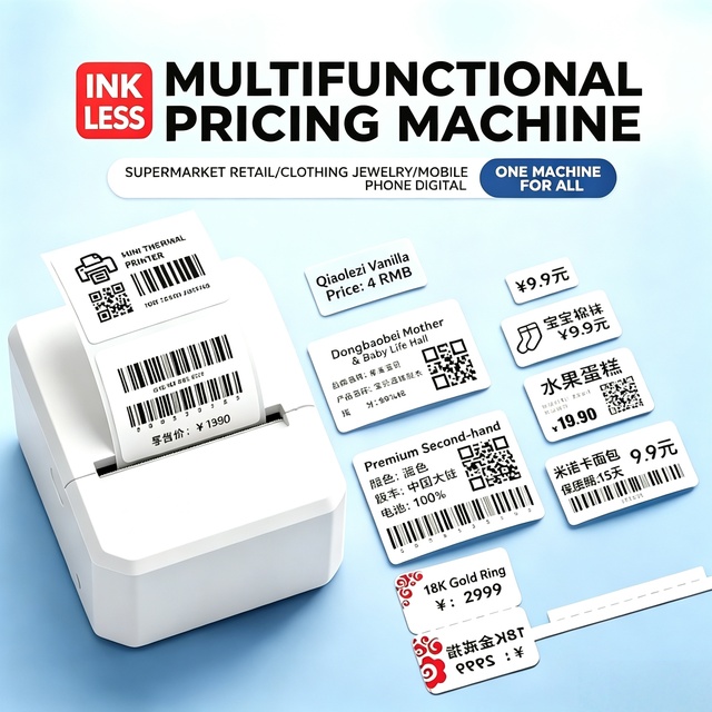 58mm Portable Thermal Barcode Label Printer 2 Inch for Interface FCC Certified POS Sticker Machine in Stock