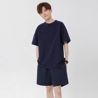 Ensemble décontracté d'été pour homme, respirant, deux pièces, t-shirt et short 100% coton