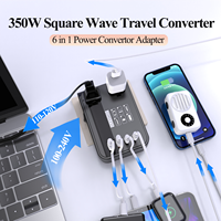Adaptateur de voyage Foxcan 2AC avec 4 ports USB, charge rapide PD 350W, combo avec prises UK/AU/IT/EU pour ordinateur portable et téléphone, convertisseur de voyage