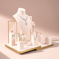 Zebopak - Fabricante de Bandejas para Exhibición de Joyería, Color Crema, Marco Dorado, Juego de Exhibición de Joyería para Minoristas, para Collares, Anillos y Pendientes