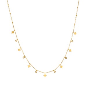 Star Pendant Necklace Gold Plated Stainless Steel Chain Bezel Set Diamond Everyday Wear - Product Image 5