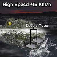 Bateau crocodile télécommandé Dwi Dowellin 2.4G, bateau crocodile de simulation étanche 15KM/H avec lumière