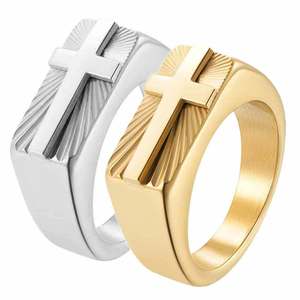 Cross <b>Ring</b> 8MM Stainless Steel Gold <b>Silver</b> Unisex Fashion Jewelry Gift - Product Image 1