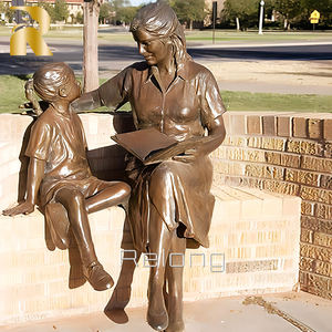 <span class=keywords><strong>Livre</strong></span> de lecture pour <span class=keywords><strong>mère</strong></span> et enfants en bronze grandeur nature sur la statue de Bnech - Product Image 1