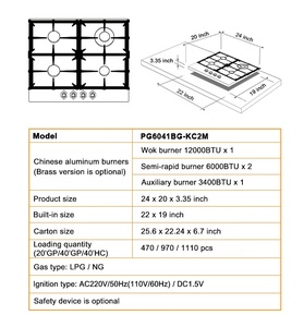 Cocina a Gas Professional Manufacturer 24 Inch Placa Glass 4 Burner Cooktop for Home Cooking - Product Image 3
