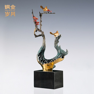 <b>Copper</b> And Gold Years Magpie And Bird Ornament Irregular Shape Home Decoration <b>Table</b> Decor Chinese New Year Gift - Product Image 3