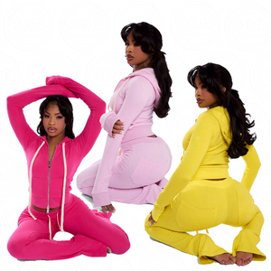 Y2K <span class=keywords><strong>donna</strong></span> alta ragazza Friendly set maglione lavorato a <span class=keywords><strong>maglia</strong></span> su misura giacca di cotone e pantaloni sportivi <span class=keywords><strong>vestiti</strong></span> invernali per le donne - Product Image 1