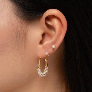 Pendientes de Perlas de Acero Inoxidable 316L con Baño de Oro PVD, Resistentes y Sostenibles, Tipo Aro y Broche, Joyería para Mujer - Product Image 3