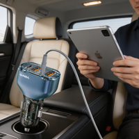 Pengisi Daya Mobil USB 4-Port 120W 12-24V PD QC3.0 Adaptor Pengisian Cepat dengan Desain Tahan Api Ramah Lingkungan untuk Ponsel dan Earphone