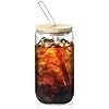 Gobelet à paille en verre borosilicate haute résistance, simple paroi, résistant aux hautes températures, design moderne, 16 oz, pour café glacé et smoothies, personnalisable