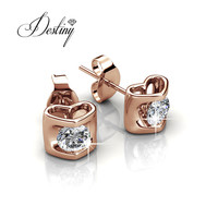Boucles d'oreilles en cristal autrichien, argent Sterling 925, bijoux de fantaisie, amour éternel, plaqué or 18k, cadeau pour femmes, bijoux de destin