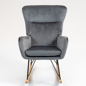 Fauteuil à bascule moderne et confortable pour salon, mobilier de maison avec revêtement en tissu et style panneau en bois - Product Image 1