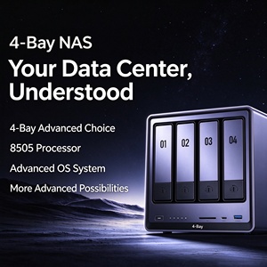 Serveur de stockage <span class=keywords><strong>NAS</strong></span> 4 baies Intel 8505 10GbE + 2.5GbE double LAN, stockage cloud privé, serveur multimédia pour bureau à domicile, 8 Go DDR5 en stock - Product Image 1