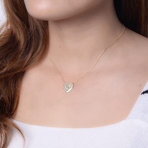 Peishang mujeres 925 plata esterlina oro alfabeto letras inicial 26 letra G V B M Cruz forma de corazón circón colgante collar - Product Image 2