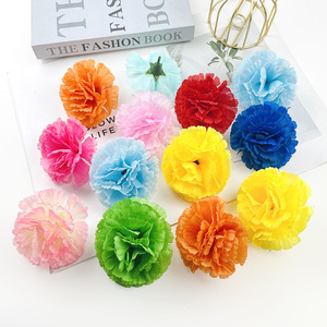 Têtes de fleurs de carnation 9cm, fleurs artificielles en soie pour décoration de mariage, décoration de maison, couronne DIY - Product Image 1
