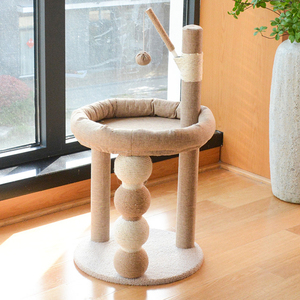 Tempat Tidur Kucing Berlapis Sisal, Mainan Penggaruk Dalam Ruangan dengan Produk Kucing Lucu, Bola Bulu untuk Anak Kucing, Tiang Garukan Kucing - Product Image 5