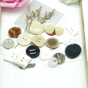 Buttons Custom Plastic Resin Shaped Coat Buttons Perforated Buttons Black Irregular Cheongsam Buttons For Clothing