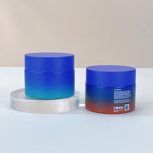 <b>Empty</b> Personalized Skincare Cream <b>Jar</b> 50g Blue Gradient Glass Cosmetic <b>Jars</b> Face Eye Skin Cream Packaging <b>Jar</b> With Plastic Lid - Product Image 3