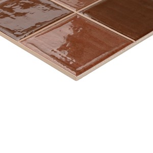 Set di 4 Piastrelle in Terracotta di Catania, Finitura Rustica Marrone Smaltata per Pareti e Pavimenti - Product Image 3