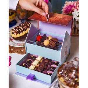 Emballage de boîte-cadeau de macaron imprimé personnalisé Boîte de macaron à couvercle doré avec doublure pour le thé de l'après-midi, gâteau, desserts sucrés, boulangerie - Product Image 2