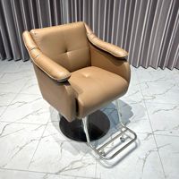 Fauteuil de Barbier Haut de Gamme en Métal, Style Minimaliste Moderne, avec Accoudoirs Rotatifs et Réglables en Hauteur, Mobilier Commercial pour Salons de Coiffure et Barbiers