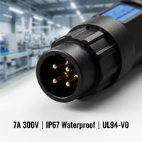 Connecteur étanche M12 4 broches mâle/femelle 7A 300V à verrouillage par pression IP67, fiche circulaire industrielle multipolaires avec contacts en alliage de cuivre pour