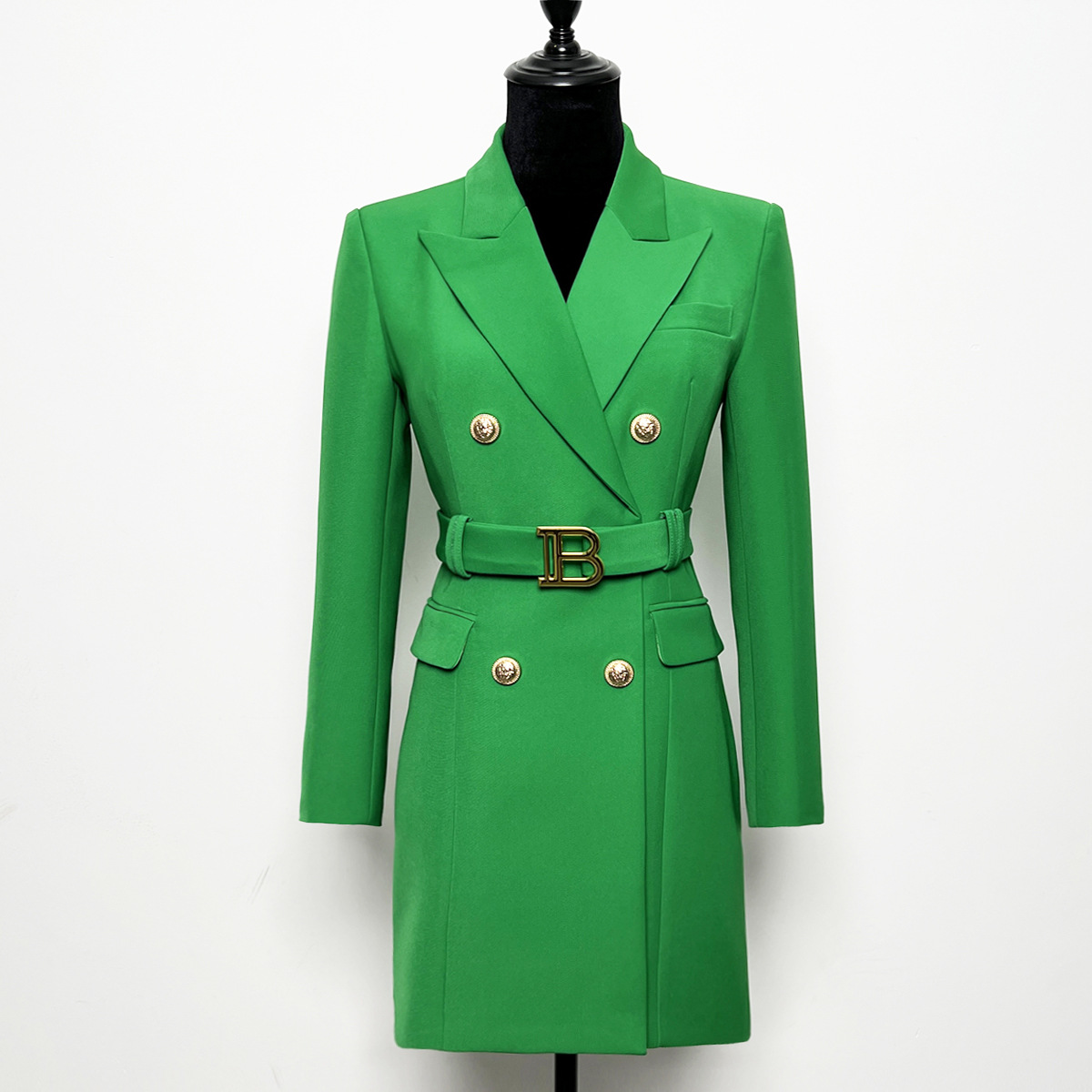 ladies green dress jacket Army green stretch year-round Blazer with peak lapels