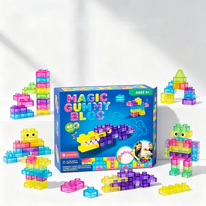 Blocs de construction transparents arc-en-ciel, jouet sensoriel doux Montessori, jouet d'empilage en TPE, puzzle préscolaire, jeu créatif, motricité fine - Product Image 1