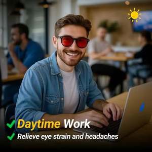Gafas de Sol Redondas con Logotipo Personalizado 2026, Unisex, Lentes Rojo Naranja, Anti Radiación, para Juegos de Computadora, Anti Luz Azul, para Dormir - Product Image 2
