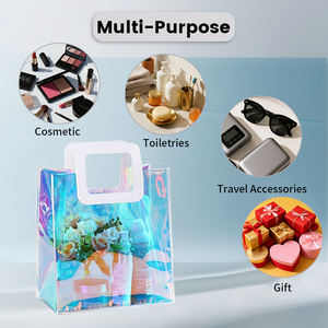 Bolsa de Compras Reutilizable con Asa de Hombro, Diseño Geométrico Transparente de PVC de Lujo con Logotipo Personalizado, Embalaje Holográfico para Regalos de Navidad - Product Image 5