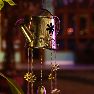 Solar Iron Watering Can Wind Chime Hanging Garden <b>Light</b> Outdoor Decor <b>LED</b> <b>Light</b> Sensor Powered - Product Image 1