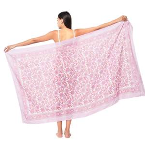 Sarong en coton imprimé à la main très vendu pour femme, léger, idéal comme cache-maillot de bain, pour la plage et les vacances d'été - Product Image 1