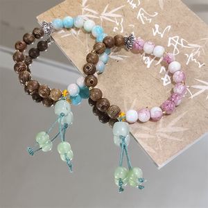 Chinese Style 8mm Agalmatolite <b>Beads</b> Tassel <b>Bracelets</b> Handmade Natural Crystal <b>Bead</b> <b>Bracelet</b> Sandalwood <b>Bead</b> Braided <b>Bracelet</b> - Product Image 5