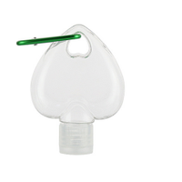 Flacon pulvérisateur transparent en PET de 50 ml personnalisé, en forme de feuille ou de cœur, pour parfum, désinfectant pour les mains, cosmétiques, avec crochet métallique