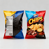 Sacs d'emballage personnalisés en plastique laminé imprimé, thermoscellables, à scellage arrière, pour aliments soufflés, sacs d'emballage pour chips de pommes de terre